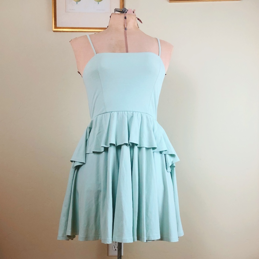 ASOS Mini Peplum Ruffle Skater Dress in Mint